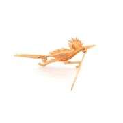 14K Yellow Gold Road Runner Ruby Eyed Retro Speed Symbol Pin/Brooch