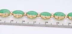 Fabulous Yellow Gold Green Jade Link Bracelet