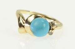 10K Yellow Gold Turquoise Diamond Accent Vintage Sphere Ring