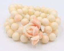 Vintage Angel Skin 3 Row 10-11mm Coral Bracelet