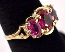 Graceful Synthetic Pink Sapphire Ring In Yellow Gold