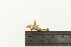 14K Yellow Gold 3D Dolphin Porpoise Animal Diamond Cut Charm/Pendant