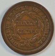 Scarce 1849 Braided Hair Half Cent in high grade. Nice