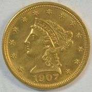 Super Choice BU 1907 US $2.50 Liberty Gold Piece. Nice