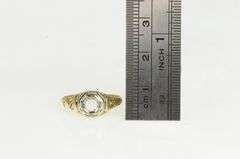 14K Yellow Gold 3.7mm Art Deco Filigree Engagement Setting Ring