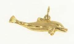 14K Yellow Gold 3D Dolphin Porpoise Animal Diamond Cut Charm/Pendant