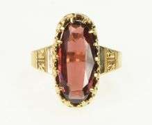 14K Yellow Gold Victorian Garnet Oval Elaborate Statement Ring