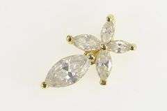 14K Yellow Gold Marquise CZ Butterfly Flower Drop Pendant