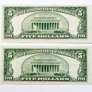 2  1953 CH Unc $5 Silver Certificates