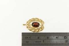 14K Yellow Gold Elaborate Oval Garnet Vintage Statement Charm/Pendant