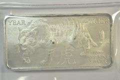 Special Year of the Tiger 10 Troy Oz pure .999 fine silver bar