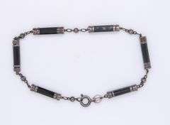 Vintage Sterling Silver Black Onyx Bracelet