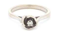 10K White Gold 1950's Diamond Rose Flower Vintage Promise Ring