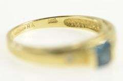 14K Yellow Gold Cushion Blue Topaz Diamond Statement Ring