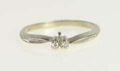 14K White Gold 1950's Diamond Simple Wedding Band Ring