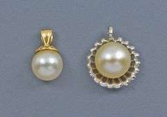 Pair of 14k Pearl Pendants
