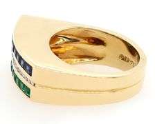 Krypell 0.45ctw Diamond Emerald and Sapphire Triple Row Ring in 18K