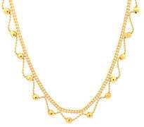 14K Yellow Gold Scalloped Ball Beaded Vintage Ornate Chain Necklace