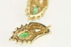 10K Yellow Gold Marquise Emerald Diamond Halo Vintage Stud Earrings