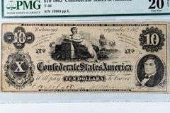 $10 1862 CSA Note PMG Net 20 Very Fine