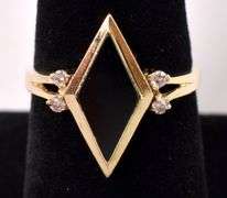 Magnificent Black Onyx and Diamond Ring In Yellow Gold
