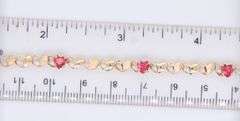 10KT Yellow Gold Heart Shape Red Spinel  Bracelet