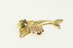 14K Yellow Gold Dolphin Flower Accent Vintage Ornate Pendant
