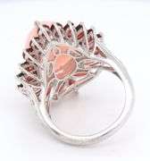 925 Sterling Silver Pear Shape Opal With Garnet Ring
