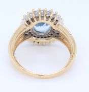 Gorgeous Yellow Gold Oval Aqumarine and Diamond Ring
