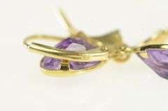 14K Yellow Gold Pear Faceted Amethyst Vintage Dangle Earrings