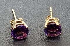 Amethyst 14 Kt Solid Yellow Gold Earrings