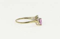 10K White Gold Trillion Pink Topaz Diamond Accent Bypass Ring