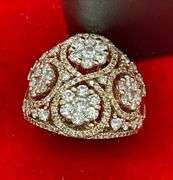 CERTIFIED 14K ROSE GOLD AND DIAMOND RING. 2.50 CARATS