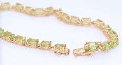 10KT Yellow Gold Peridot Tennis Bracelet