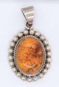 Vintage 925 Sterling Silver Mexico Amber Pendant