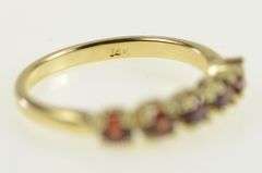 14K Yellow Gold Classic Five Stone Vintage Garnet Band Ring