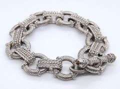 Judith Ripka 925 Sterling Silver Round Link Bracelet