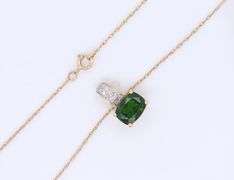 Attractive Set of Emerald and Spinel Pendant on Chain with Matching Earrings