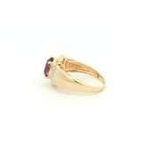 10K Yellow Gold Oval Amethyst Diamond Ornate Statement Ring