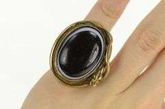 14K Yellow Gold Black Onyx Cabochon Sim. Emerald Snake Ring