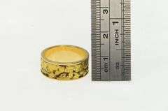 14K Yellow Gold 8.0mm Textured Nugget Gold Rush Band Ring