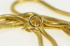 14K Yellow Gold 1.7mm Thick Snake Chain Vintage Round Link Necklace