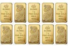 INVESTMENT GROUP LOT OF 10 X 1.0 GRAM PURE GOLD BARS