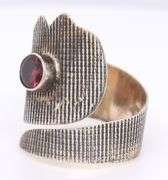 925 Sterling Silver Garnet Crown Ring