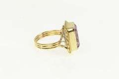 14K Yellow Gold Emerald Cut Amethyst Vintage Cocktail Ring