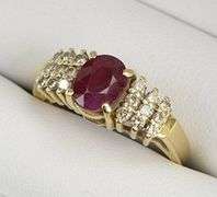 14K Yellow Gold 1.70 Ctw LeVian Ruby Diamond Engagement Ring