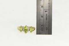14K Yellow Gold Marquise Peridot Diamond Accent Statement Ring