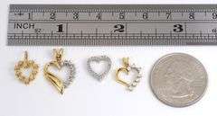 4 Different 14k Diamond Heart Pendants