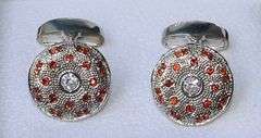 Handsome Pair Jeweled Style Cufflinks By Carelli