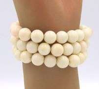 Vintage Angel Skin 3 Row 10-11mm Coral Bracelet